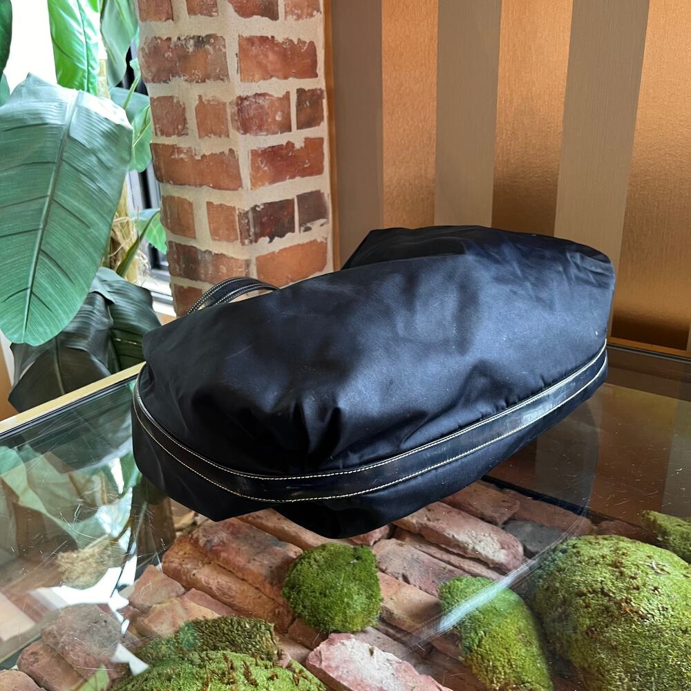 PRADA Navy Blue Nylon Embossed Leather Logo Hobo Bag - Picture 4 of 16